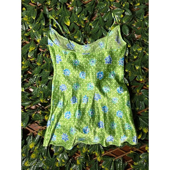 Vintage y2k green blue floral slip mini dress size small - Picture 3 of 8